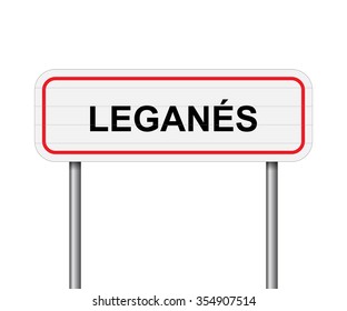 Willkommen bei der Vektorillustration des Straßenschildes Leganes Spanien