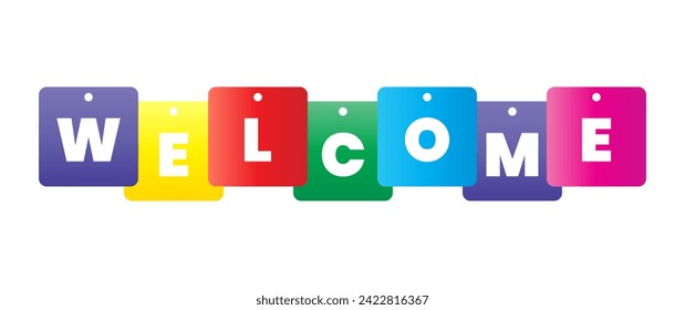 Welcome letter style on banner design with rainbow colors