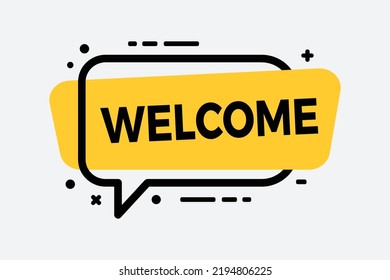 welcome lettering in bubble speech