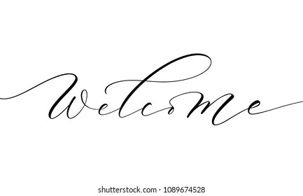 Welcome Lettering Handwritten Modern Calligraphy Brush Stock Vector ...