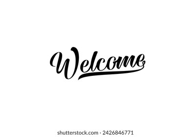 welcome lettering with handwritten style in black and white