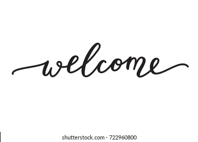 Welcome Lettering Handwritten Text On White Stock Vector (Royalty Free ...