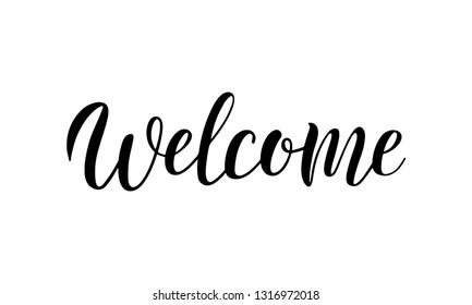 Welcome Lettering Logo Welcome Hand Sketched Stock Vector (Royalty Free ...