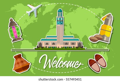 Welcome Lettering with Moroccan Symbols
