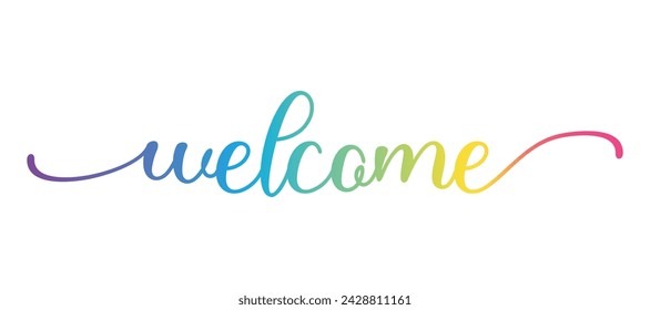 Welcome lettering sign . Handwritten modern brush lettering on white background. Text for postcard, invitation, T-shirt print design, banner, poster, web, icon. Isolated vector