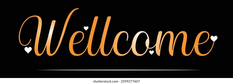 Welcome lettering sign. Handwritten modern brush lettering on white background. Text for postcard, invitation, T-shirt print design, banner, poster, web, icon. Isolated vector illustration. 