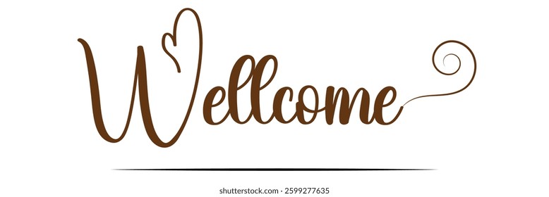 Welcome lettering sign. Handwritten modern brush lettering on white background. Text for postcard, invitation, T-shirt print design, banner, poster, web, icon. Isolated vector illustration. 