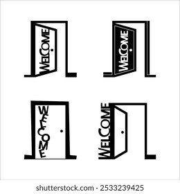 Welcome lettering text design vector isolated on white background, Banner and Poster, vector illustration. Welcome simple text set
