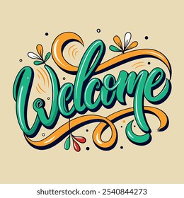 Vector de diseño de texto de letras de bienvenida aislado sobre fondo blanco