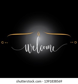 welcome lettering text. Modern calligraphy style illustration Vector