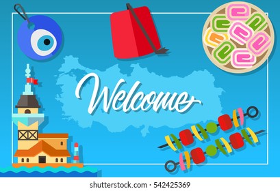 Welcome lettering with Turkey