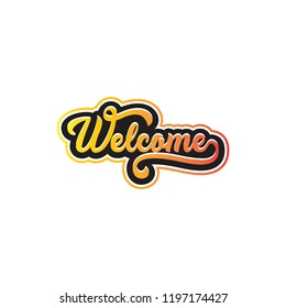 Welcome lettering typography, badge or icon. Hand sketched welcome sign.