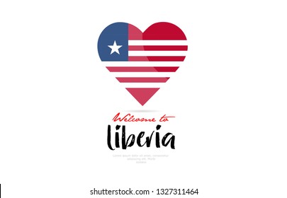 Welcome to Liberia country flag inside love heart  design suitable for a logo icon design