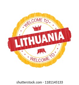 Welcome to Lithuania flag Stamp on white background,Thai design.Vector