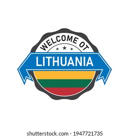 Welcome to LITHUANIA logo badge with  flag