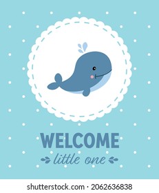 Welcome little one - Card with whale icon on it