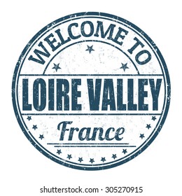 Welcome to Loire Valley grunge rubber stamp on white background, vector illustration