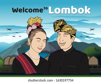 Welcome to Lombok - Indonesia. Banner background Eps10