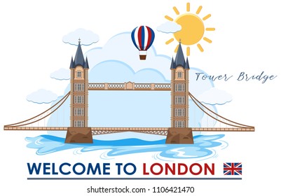 Welcome to London bridge illustration