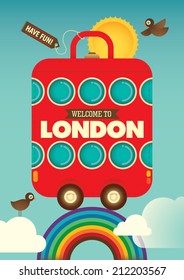 "Welcome to London" comic illustration. Vector illustration.