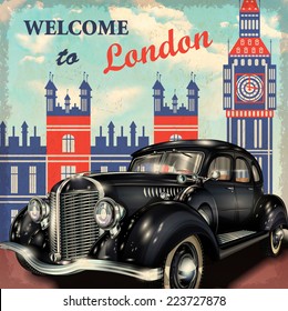 Welcome to London retro poster.