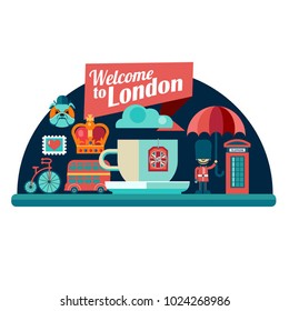 welcome to London vector badge in flat style