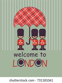 welcome to London vector poster with soldiers