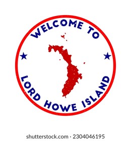 Welcome to Lord Howe Island stamp. Grunge round stamp with texture in Midnight in Tokyo color theme. Vintage style geometric Lord Howe Island seal. Attractive vector illustration.