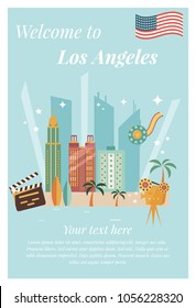 Welcome to Los Angeles  poster with USA landmarks