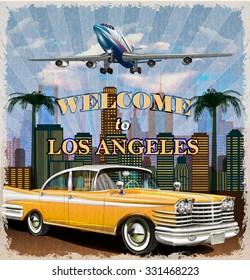 Welcome to Los Angeles retro poster.