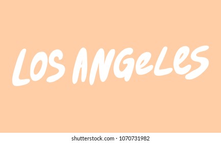 Welcome to Los Angeles. Sticker for social media content. Vector hand drawn illustration design. Bubble pop art comic style poster, t shirt print, post card, video blog cover