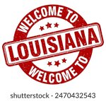 Welcome to Louisiana stamp. Louisiana round sign isolated on white background