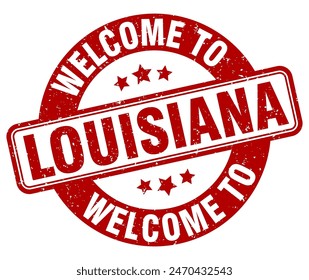 Welcome to Louisiana stamp. Louisiana round sign isolated on white background