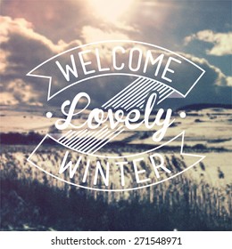 Welcome Lovely Winter Vintage Vector Background