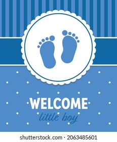 Welcome lttle boy - Card with feet icon on it