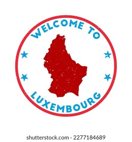 Welcome to Luxembourg stamp. Grunge country round stamp with texture in a vibrant color theme. Vintage style geometric Luxembourg seal. Captivating vector illustration.