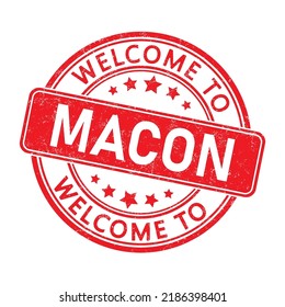 Welcome to MACON. Impression of a round stamp with a scuff. Flat style