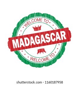 Welcome to Madagascar flag Stamp on white background,Thai design.Vector