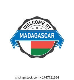 Welcome to MADAGASCAR logo badge with  flag