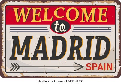 Willkommen in Madrid Spanien Straße Zeichen Vektor