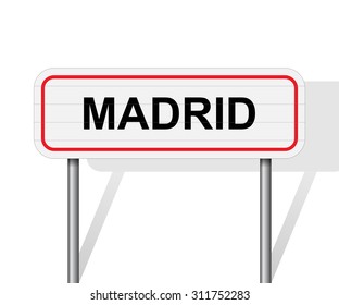 Welcome to Madrid Spain road sign vector