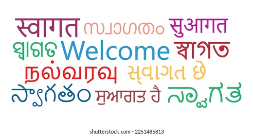 Welcome in Major Indian Language word cloud vector illustration