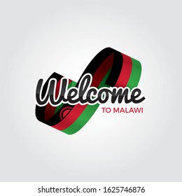 Welcome to malawi symbol with flag, simple modern logo on white background, vector illustration