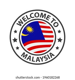 Welcome to Malaysia. Collection of icons welcome to. Stamp welcome to with waving country flag