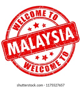 Welcome to Malaysia red grunge round stamp isolated on white background