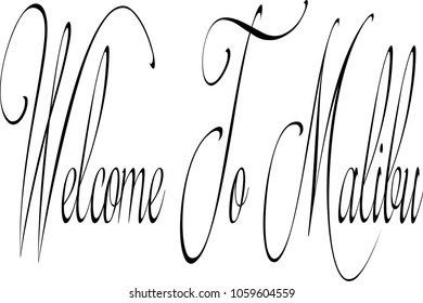 Welcome to Malibu text sign illustration on white background