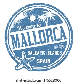 Welcome to Mallorca sign or stamp on white background, vector illustration