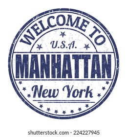 Welcome to Manhattan grunge rubber stamp on white background, vector illustration