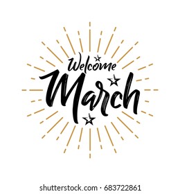 Welcome March - Firework - Vector for greeting, new month