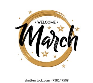 Welcome March - Grunge - Vector for greeting, new month